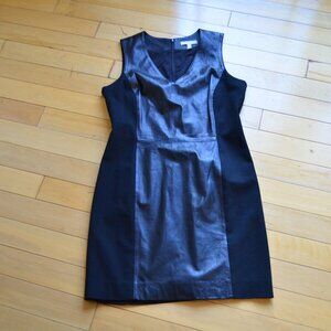 Banana Republic Black Leather Panel Sheath Dress